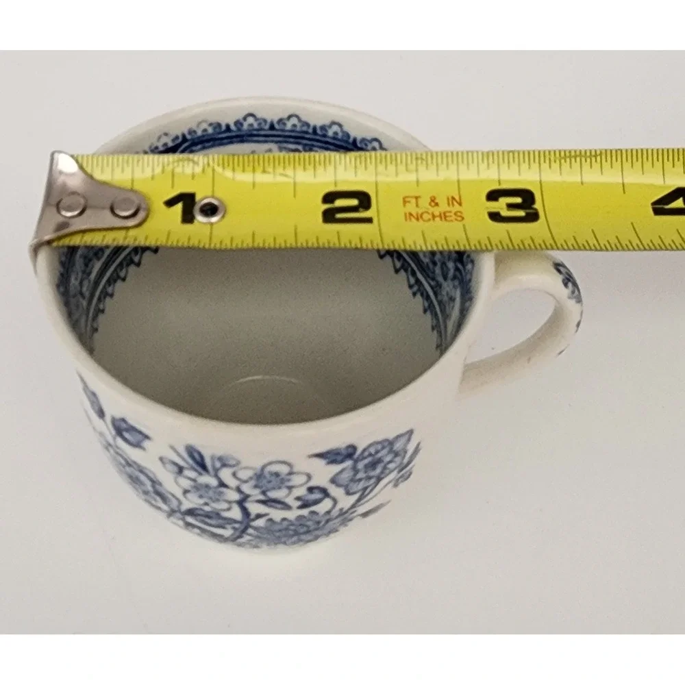 Wood's England Dorset Tea Cup Saucers 5pc Blue White Floral Vintage Transferware